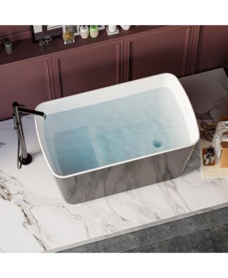 Acrylic Freestanding Soaking Tub with Sit-In Design and Chrome Overflow