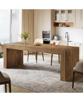 Large Dining Table for 6-8, Rectangular Kitchen Table with Heavy Duty Pedestal