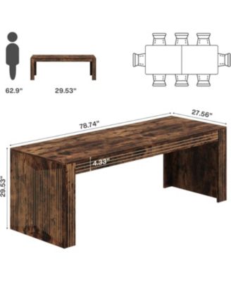 Large Dining Table for 6-8, Rectangular Kitchen Table with Heavy Duty Pedestal