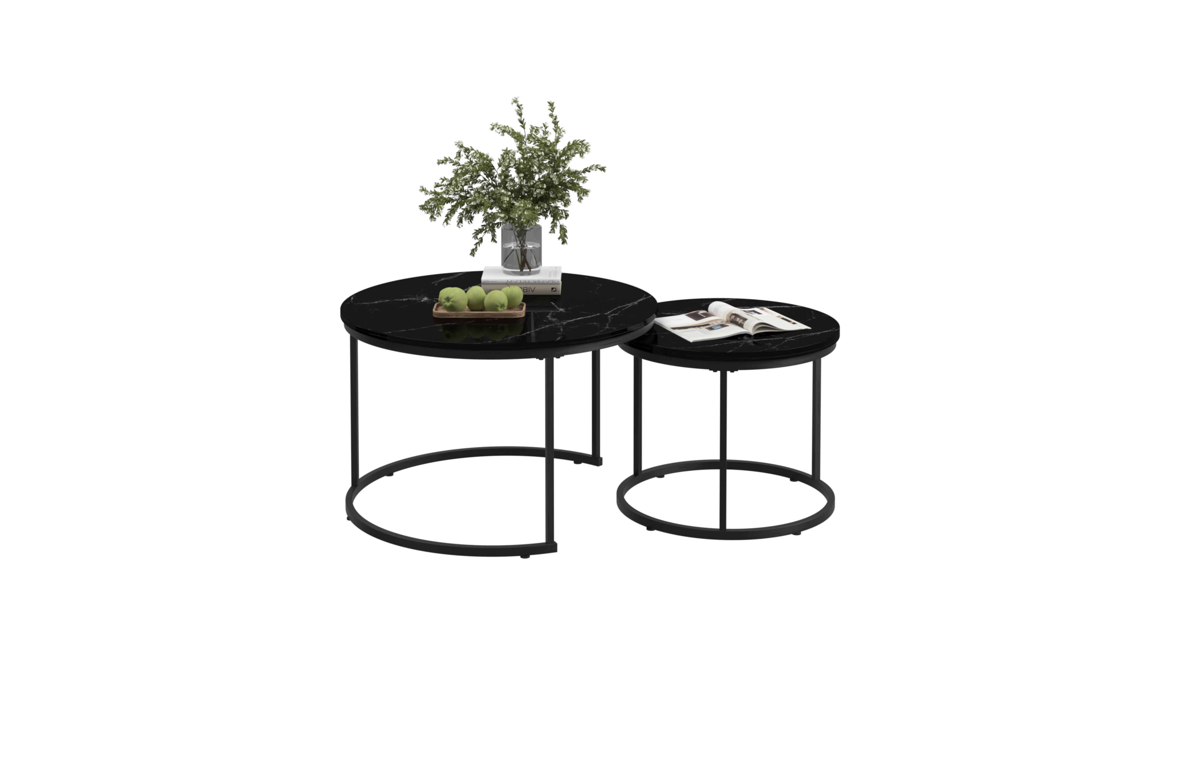 sumyeg Industrial Nesting Coffee Table Set of 2 with Wood Finish and Metal Frame