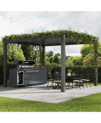 43" 6-Burner Gas Grill Outdoor Kitchen with Wine Cooler, Rotisserie & Granite