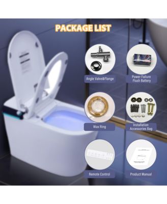 Smart Tankless  Bathroom Fixture,Elongated Heated Seat,Auto Open/Close,Warm Wash/Dryer,Foot Sensor Flush.