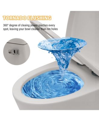 Powerful Tornado Flush One-Piece Small Compact Bathroom Fixture Elongated Comfortable Height,Glazed Surface