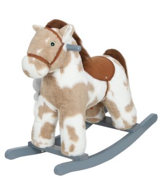 Rocking Horse, Kids Plush Animal Rocker with Realistic Neigh