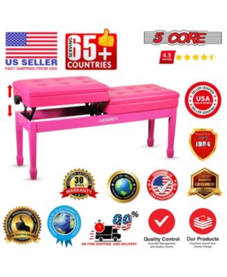 Duet Piano Bench 3.5 Inch Padded Cushioned Stool Wooden Heavy Duty Musician Chair w Storage