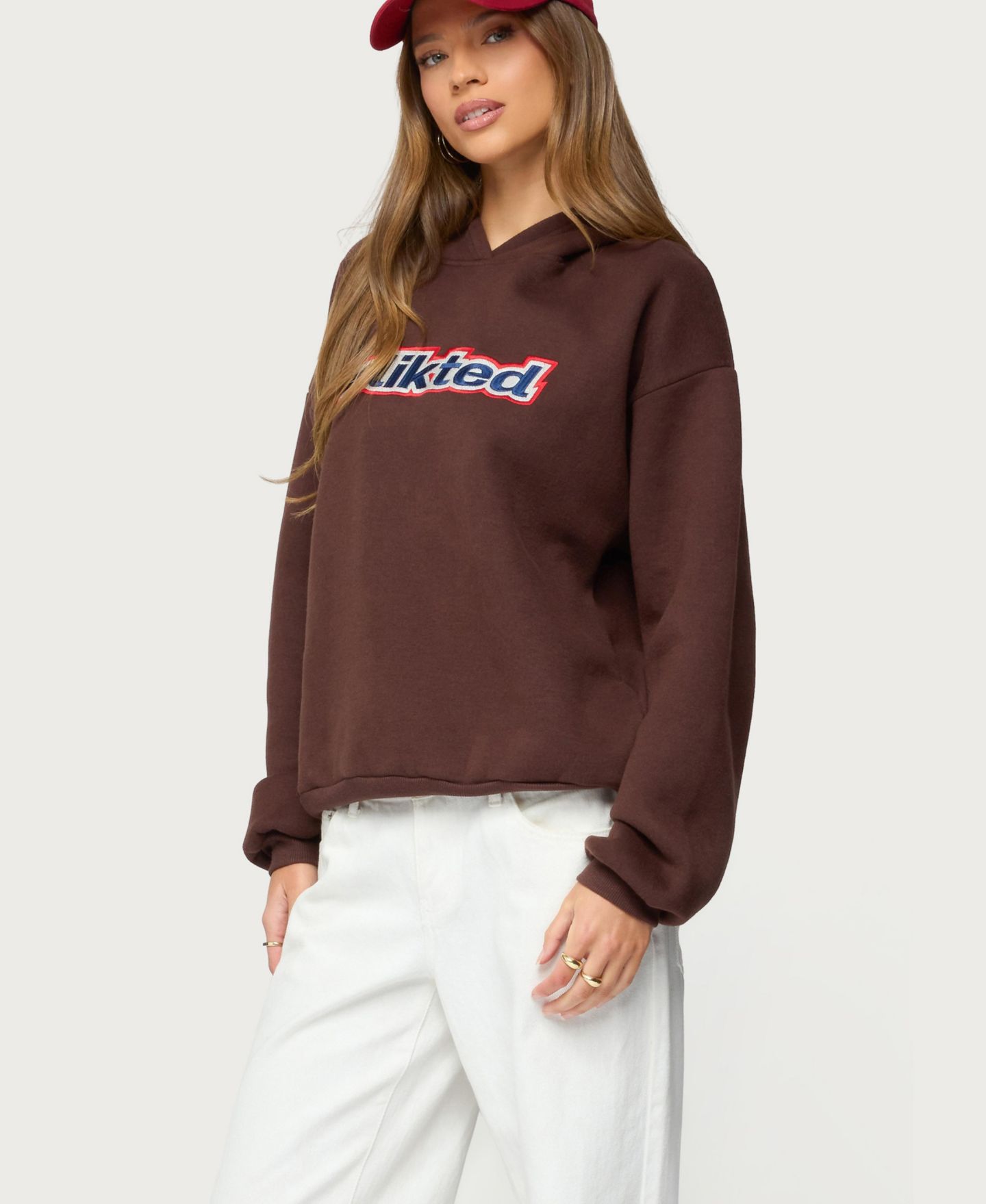 Женское худи Edikted Sweet Treat Oversized, цвет: Коричневый — фото 4