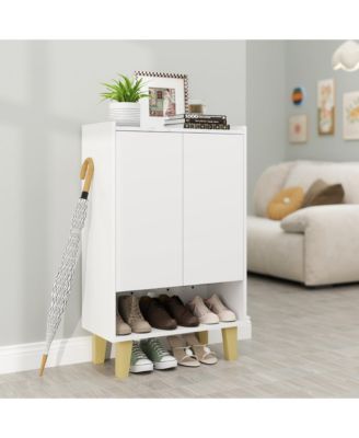 Shoe Storage Cabinet Freestanding Shoe Organizer w/ Anti-tipping Kit Open Shelf