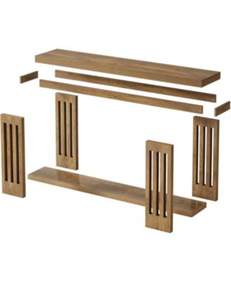 2-Tier Extra Long Entryway Table, 70.9-Inch Farmhouse Console Table with Vertical Stripe Legs
