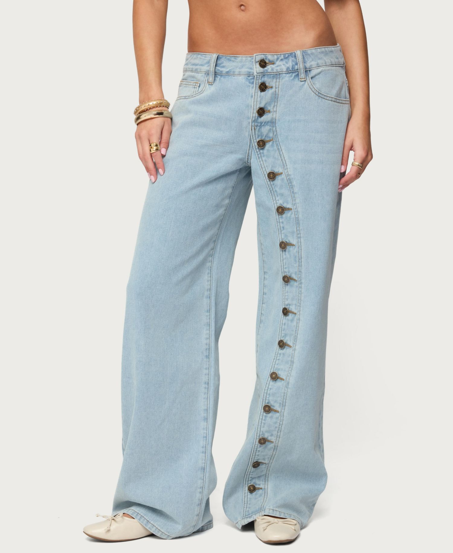 Women's Adison Button Low Rise Baggy Jeans