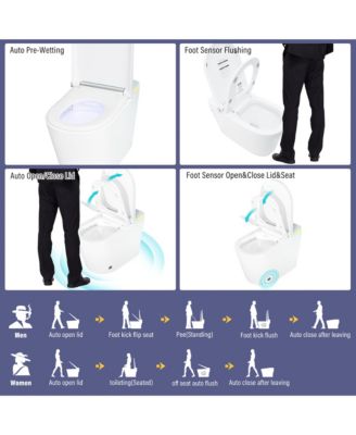 Smart Bathroom Fixture Tankless,Auto Open/Close,Elongated Heated Seat,Warm Wash/Dryer,Dryer,Night Light