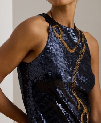 Women's Belting-Motif Sequined Cocktail Dress