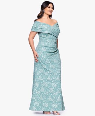 Plus Size Off-The-Shoulder Sleeveless Long Sheath Dress