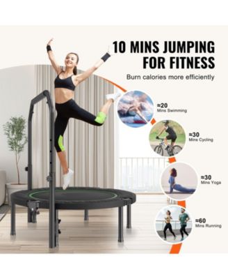 Foldable Mini Trampoline 40" Fitness Rebounder with Adjustable Handle