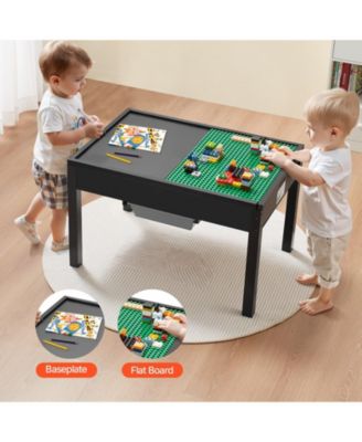 Reversible Activity Table with Building Block Top & Large Storage Capacity