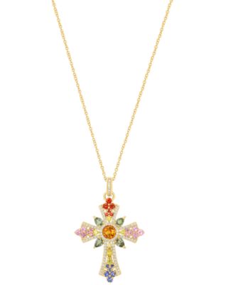 EFFY Collection - Multi-Sapphire (2-5/8 ct. t.w.) & Diamond (1/3 ct. t.w.) Pendant Necklace in 14K Yellow Gold