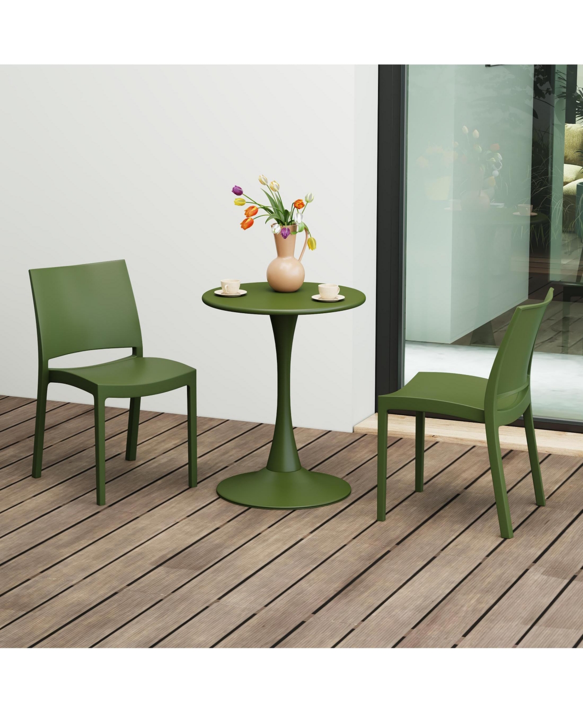 WestinTrends 3-Piece Outdoor Round Metal Patio Dining Table Set With Stackable Side Chairs