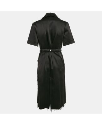Women's Printed Satin Button Front Belted Tokyo Dress