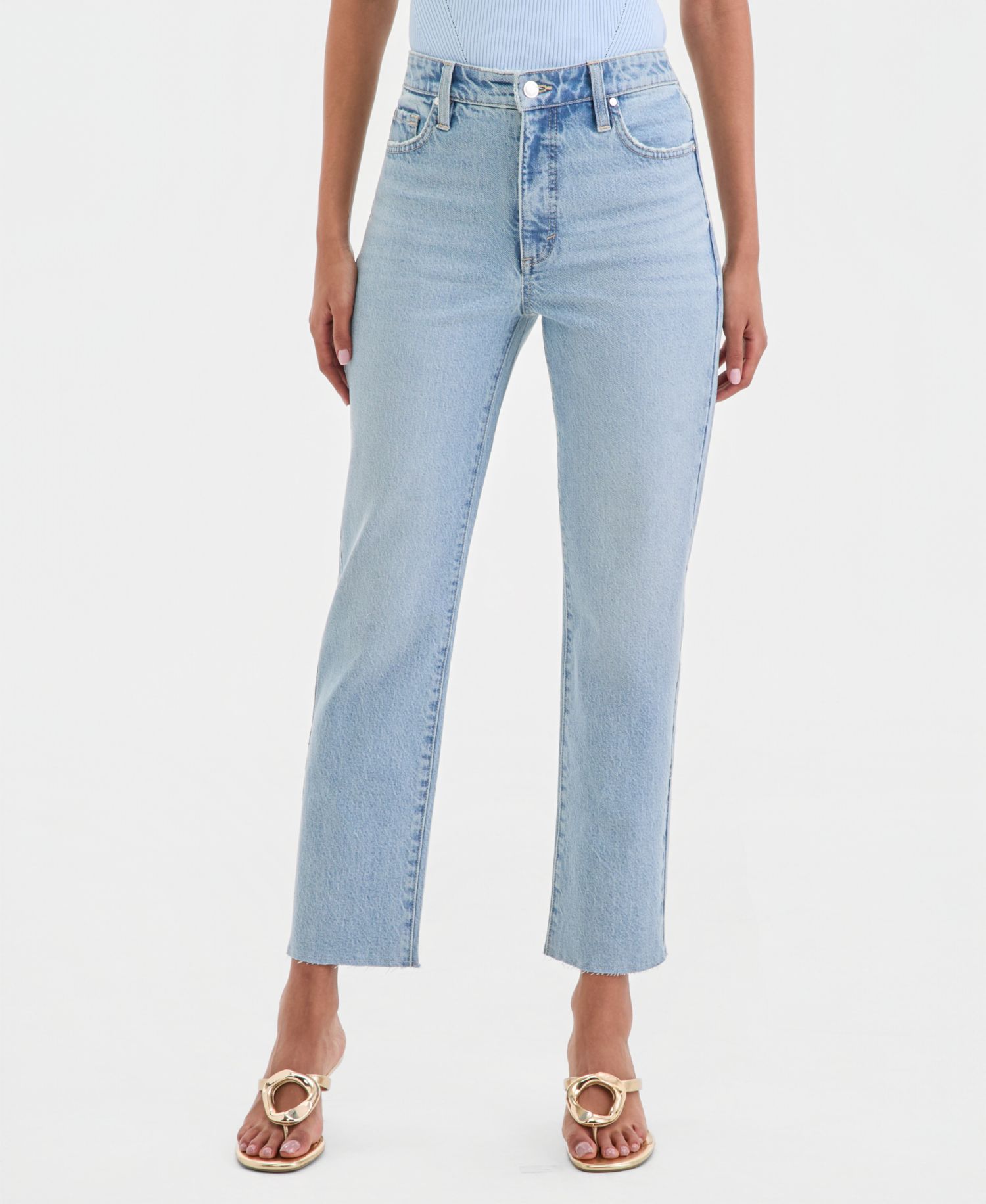 Women's High-Rise Frayed Hem Ankle Jeans