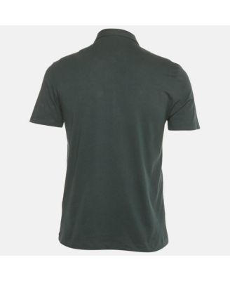 Men's Collection Green Logo Applique Detail Cotton Polo T-Shirt