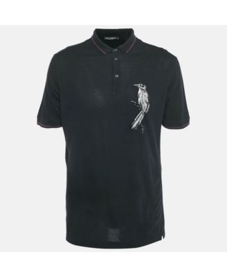 Men's Bird Applique Cotton Pique Polo T-Shirt