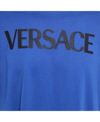 Big & Tall Men's Blue Logo Embroidered Cotton Crew Neck T-Shirt