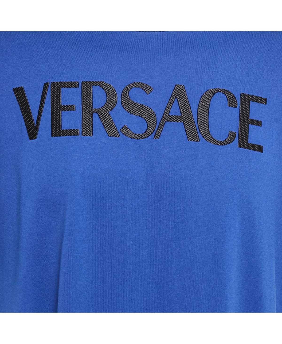 Pre-Owned Versace Big & Tall Men's Blue Logo Embroidered Cotton Crew Neck T-Shirt