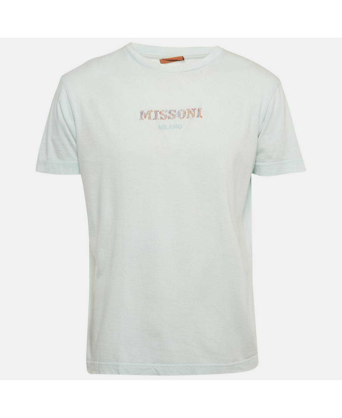 Pre-Owned Missoni Men's Blue Logo Embroidered Jersey T-Shirt