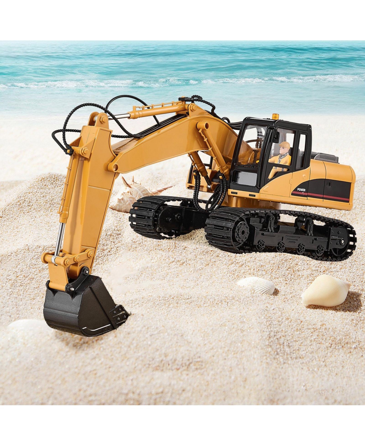 Mecale Remote Control Excavator Toy, 15-Channel 1:14 Scale Rc Digger with Metal Shovel, Lights & Sounds, 3-in-1 Construction Vehicle for Kids