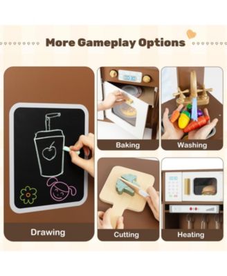 Wooden Corner Play Kitchen Set With Lights Sounds And 22 Accessories