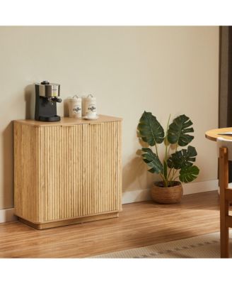 31.5" Elegant Sideboard with Wavy-Grain Panel, MDF Cutlery Cabinet for Living Room or Dining Room