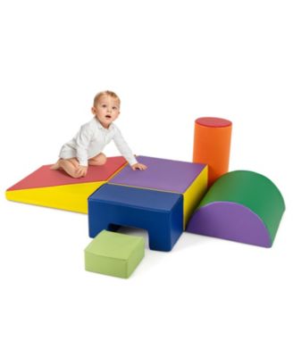 6 Piece Kids Foam Climbing and Crawling Playset with Stackable Soft Blocks for Toddlers