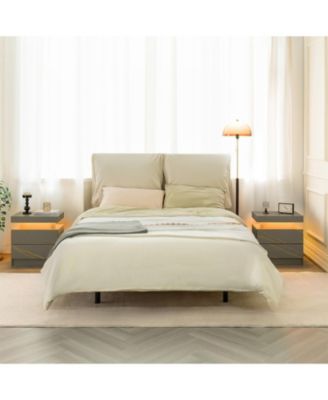 Modern LED Nightstand with 2 Drawers Bedside Table