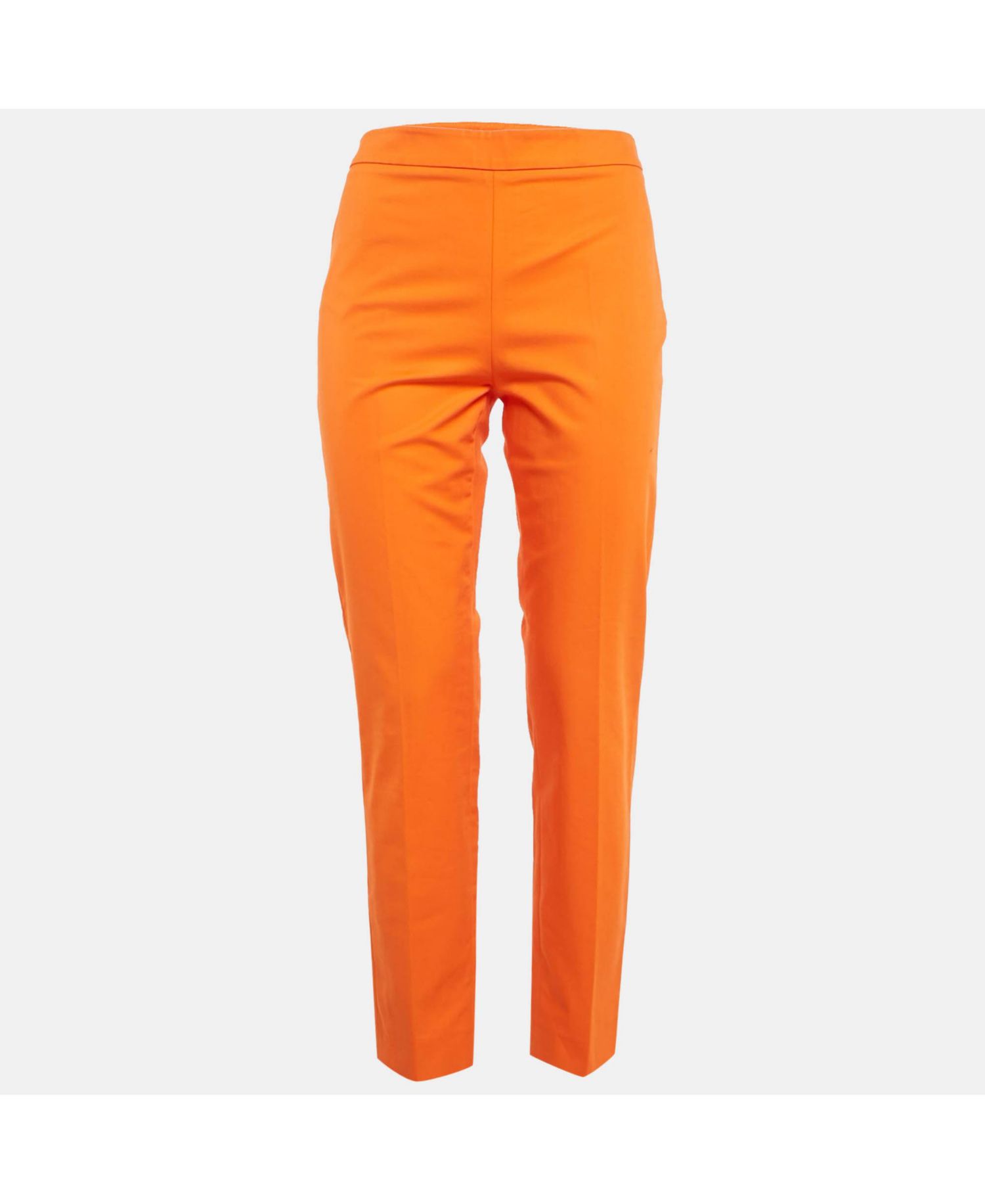 Women's Couture Orange Cotton Regular Fit Trousers