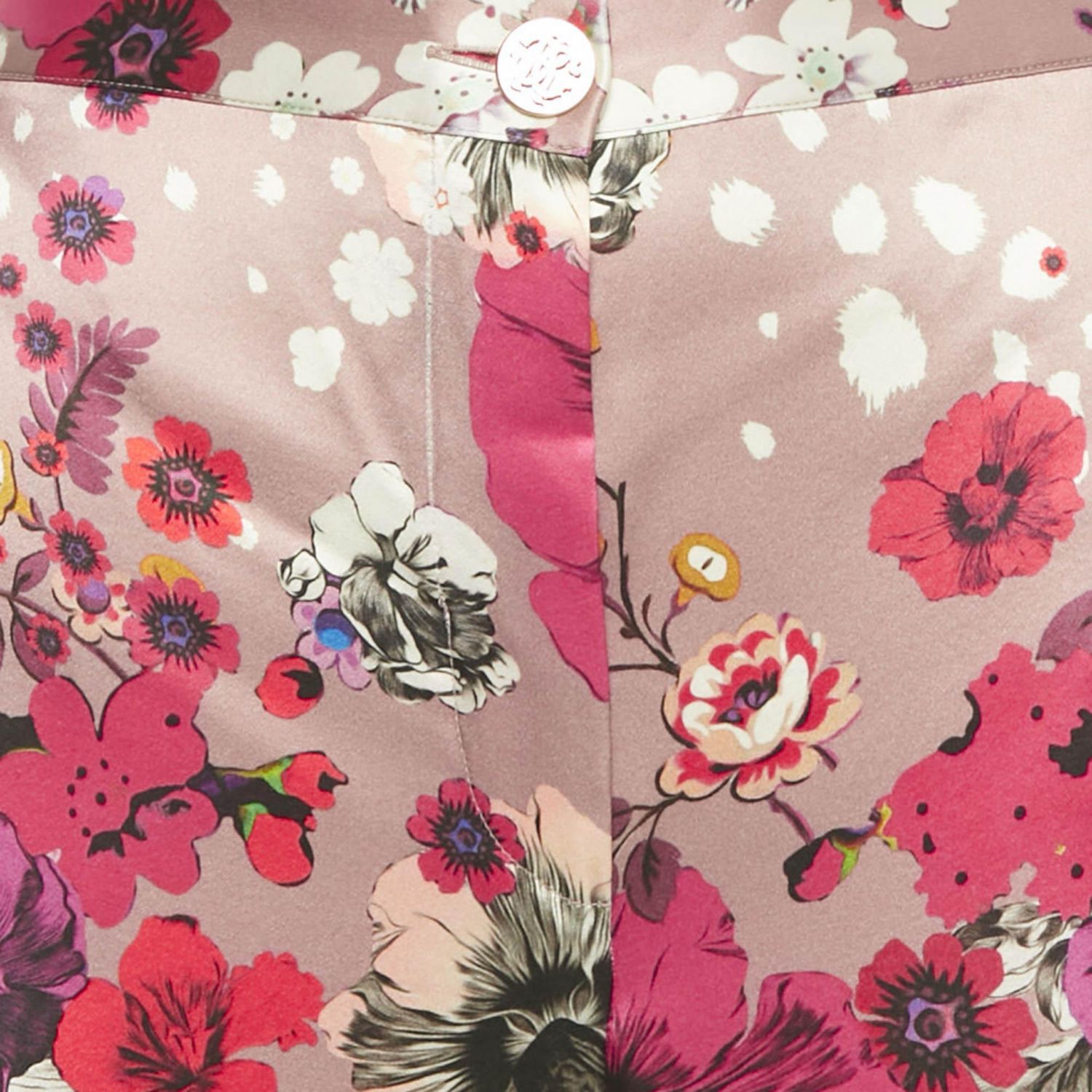 Women's Multicolor Floral Print Silk Straight Leg Pants