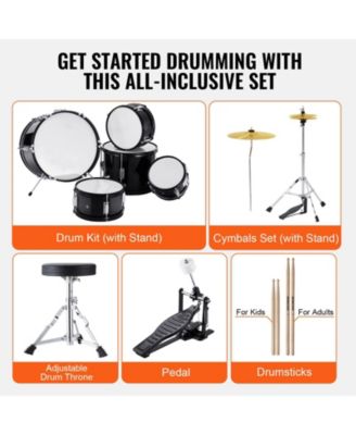 Kids Drum Set 5-Piece 16" Full Beginner Kit with Cymbals Pedals