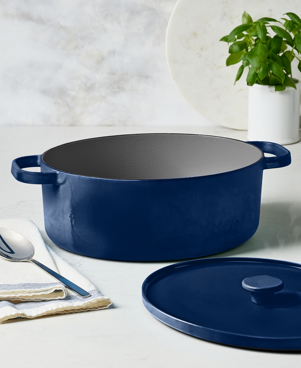 The Cellar Enameled Cast Iron 7-Qt. Dutch Oven Blue, Macy's Exclusive