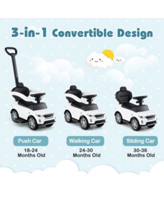 3 In 1 Land Rover Ride On Push Car For Kids With Handle Storage And Canopy