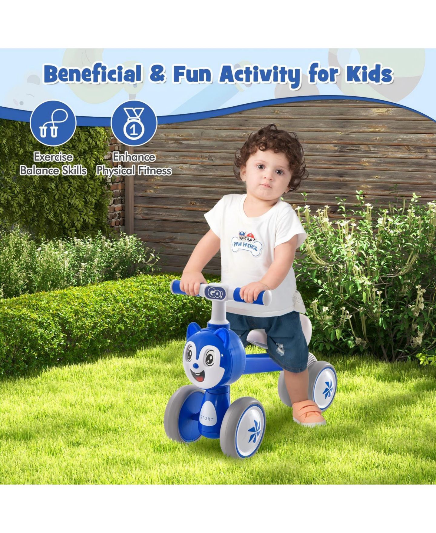 Детская игрушка HONGGE Toddler 4-Wheel Balance Bike Carbon Steel Frame, Ages 2+, цвет: Синий — фото 8