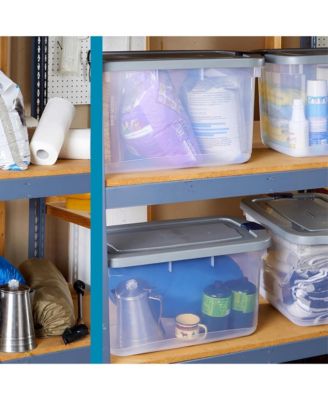 4 Pack Roughneck Clear Storage Containers, Stackable Totes, 66 Quart