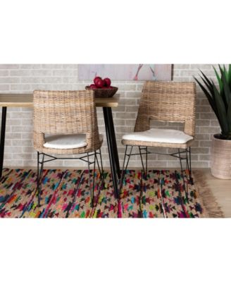 Nafaro 2-Pc. Rattan Bohemian Dining Chair with Cushion