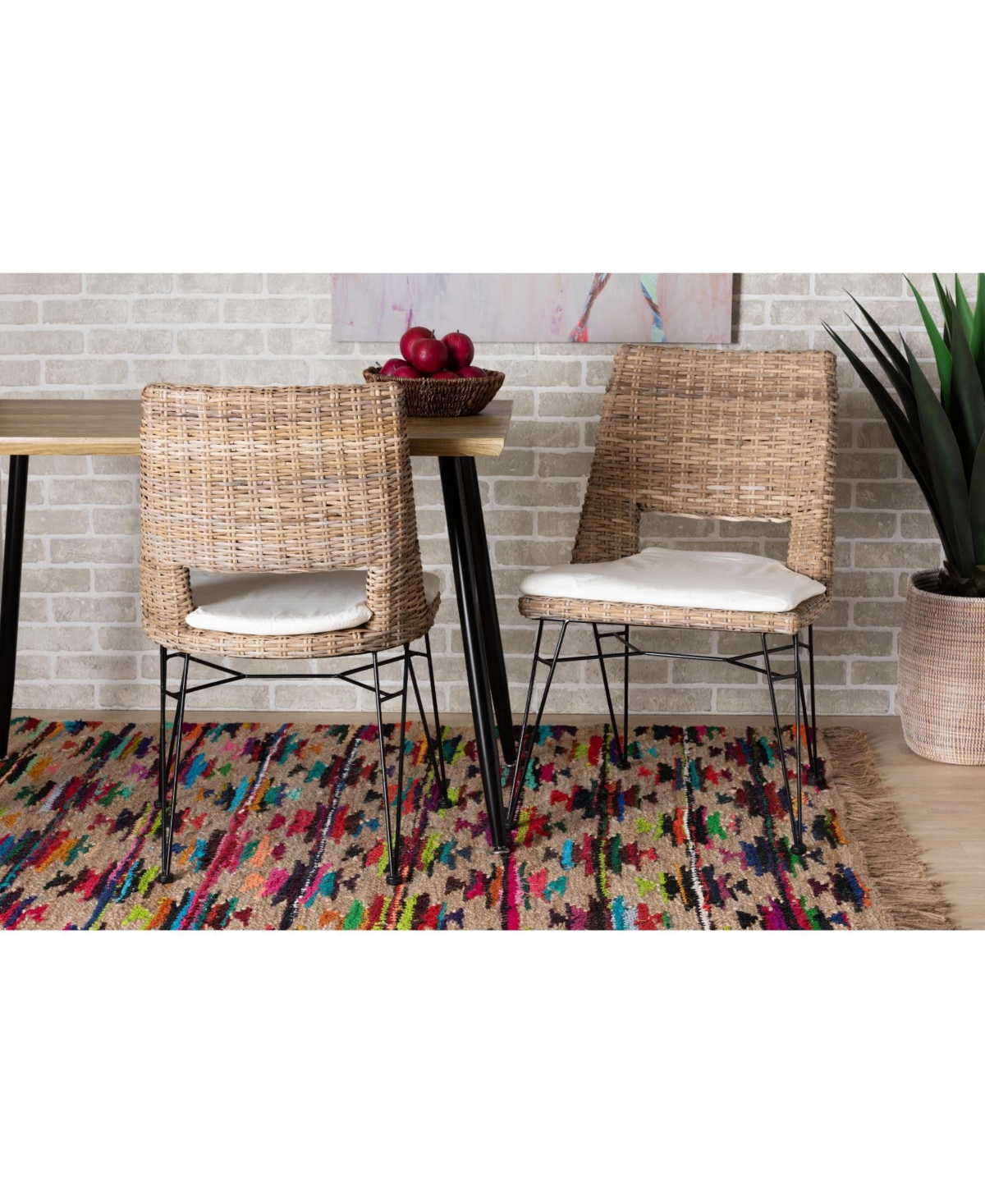 Furniture Nafaro 2-Pc. Rattan Bohemian Dining Chair with Cushion