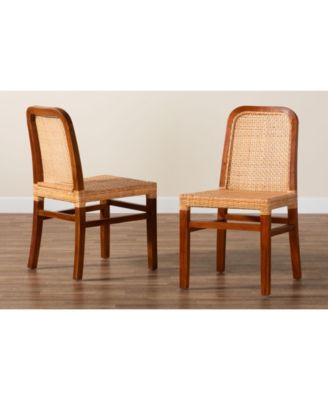 Caspia 2-Pc. Rattan Mid-Century Dining Chair Set