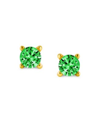 Classic Set of 3 Tiny Multi-color CZ Cubic Zirconia Stud Earrings Gold Plated Sterling Silver Screwback Posts