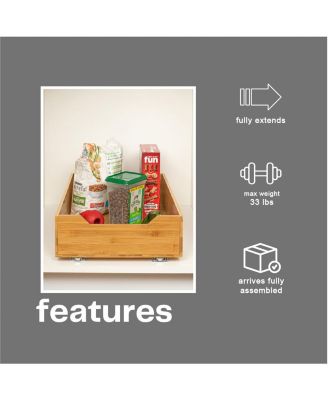 Glidez Bamboo Pull-Out Storage Organizer, 1-Tier Design, Natural