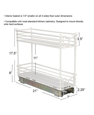 Glidez Multipurpose Paint-Finished Steel Pull-Out Storage Organizer, 2-Tier Design, White