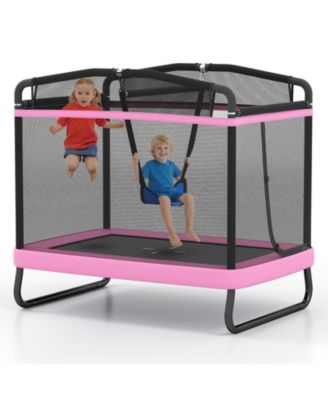 Kids Trampoline With Detachable Swing And Horizontal Bar For Indoor And Outdoor Play
