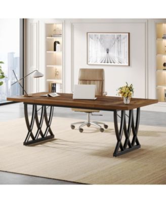 70.86-Inch Executive Desk, Large Home Office Desk Computer Desk with Thick Metal Frame