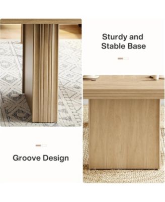 63 Inches Farmhouse Dining Table for 6, Modern Kitchen Table with Fluted Line for Dining Room