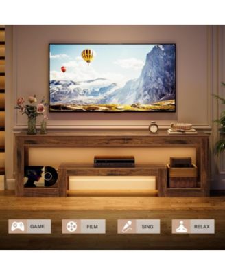 63-Inch TV Stand for 55/60/65/75-Inch TVs, Farmhouse Entertainment Center, Rustic Brown