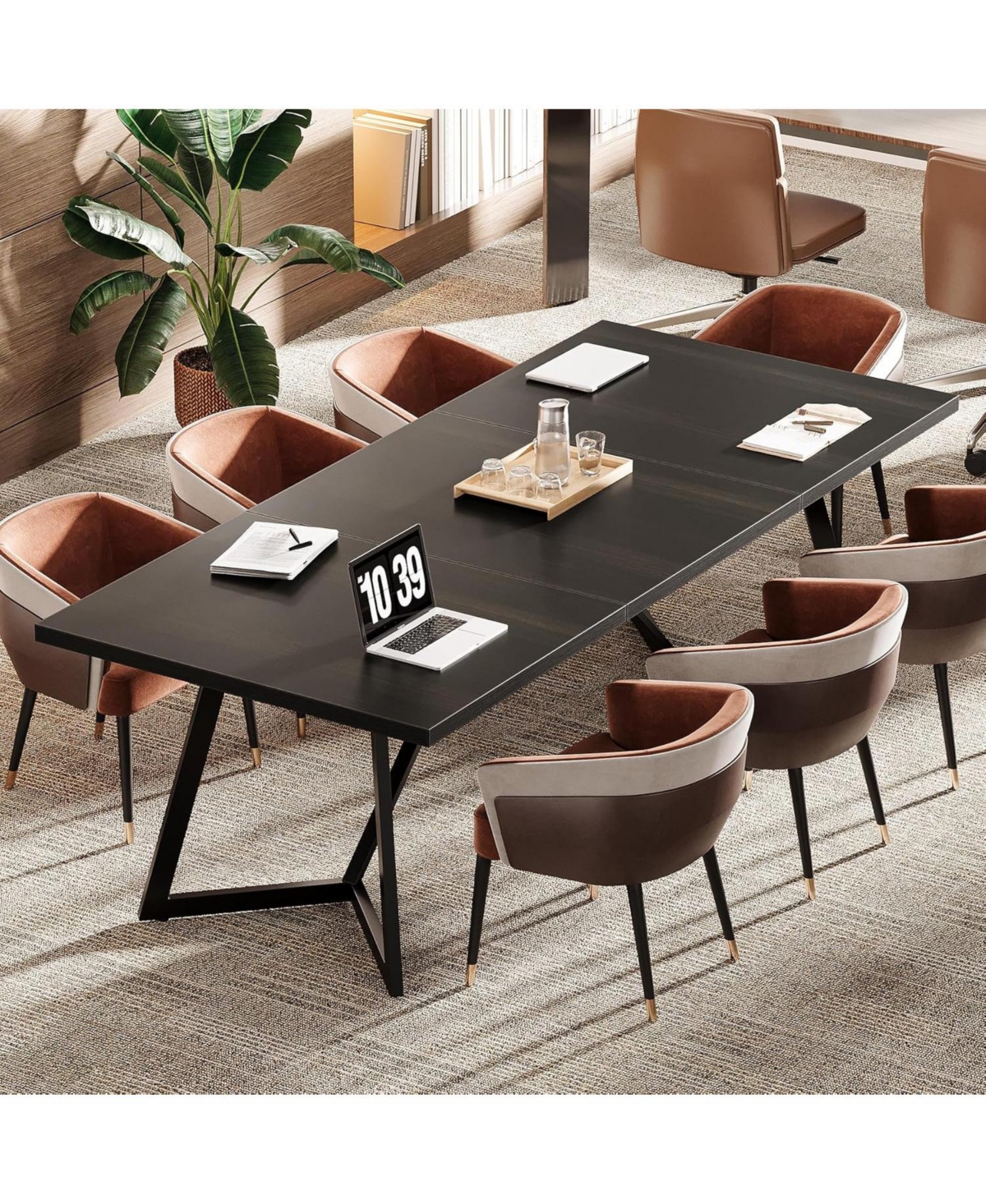 Tribesigns 70.87" Conference Table, Rectangular Seminar Table Boardroom Desk for Office Meeting Conference Room